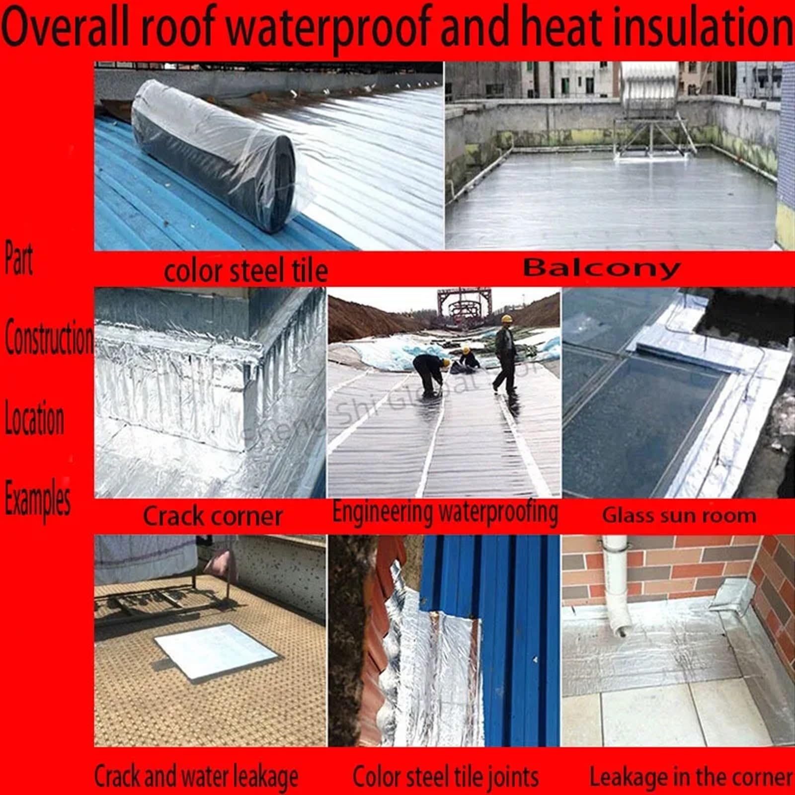 Aluminiumfolienband High Temperature Super Resistant Waterproof Self Adhesive Seal Wall Crack Roof Pipe Repair Wall Roof Repair Sealant(5cm X 10m)