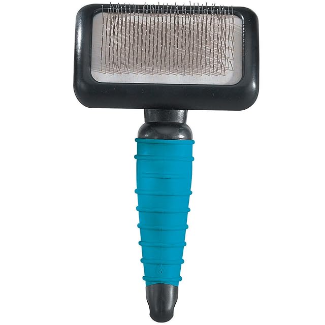 Master Grooming Herramientas Acero Inoxidable y Goma Ergonómica Mascota Slicker Brush, Extra pequeño