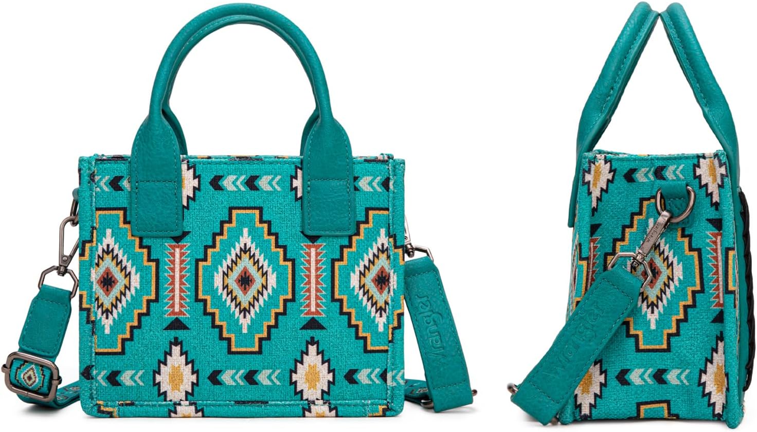 Wrangler Mini Aztec Tote Bag for Women Boho Small Top Handle Purse with Adjustable Strap - Image 5