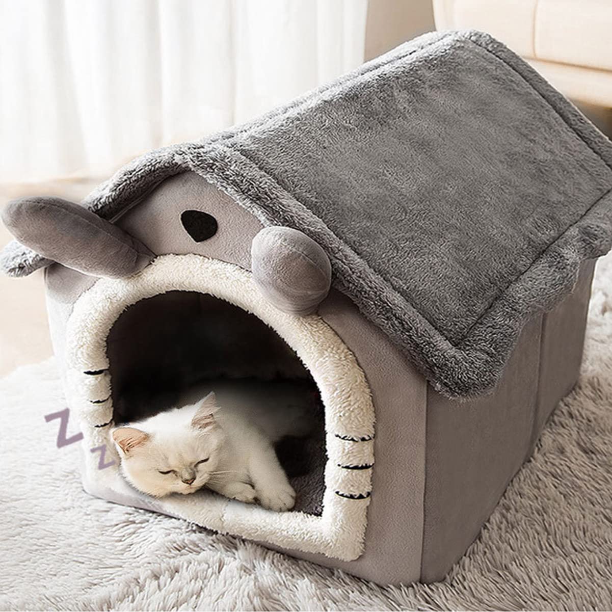 Warme Katzenhöhle Bett Für Indoor-Katzen, Waschba Produktbild-Vorschau 10