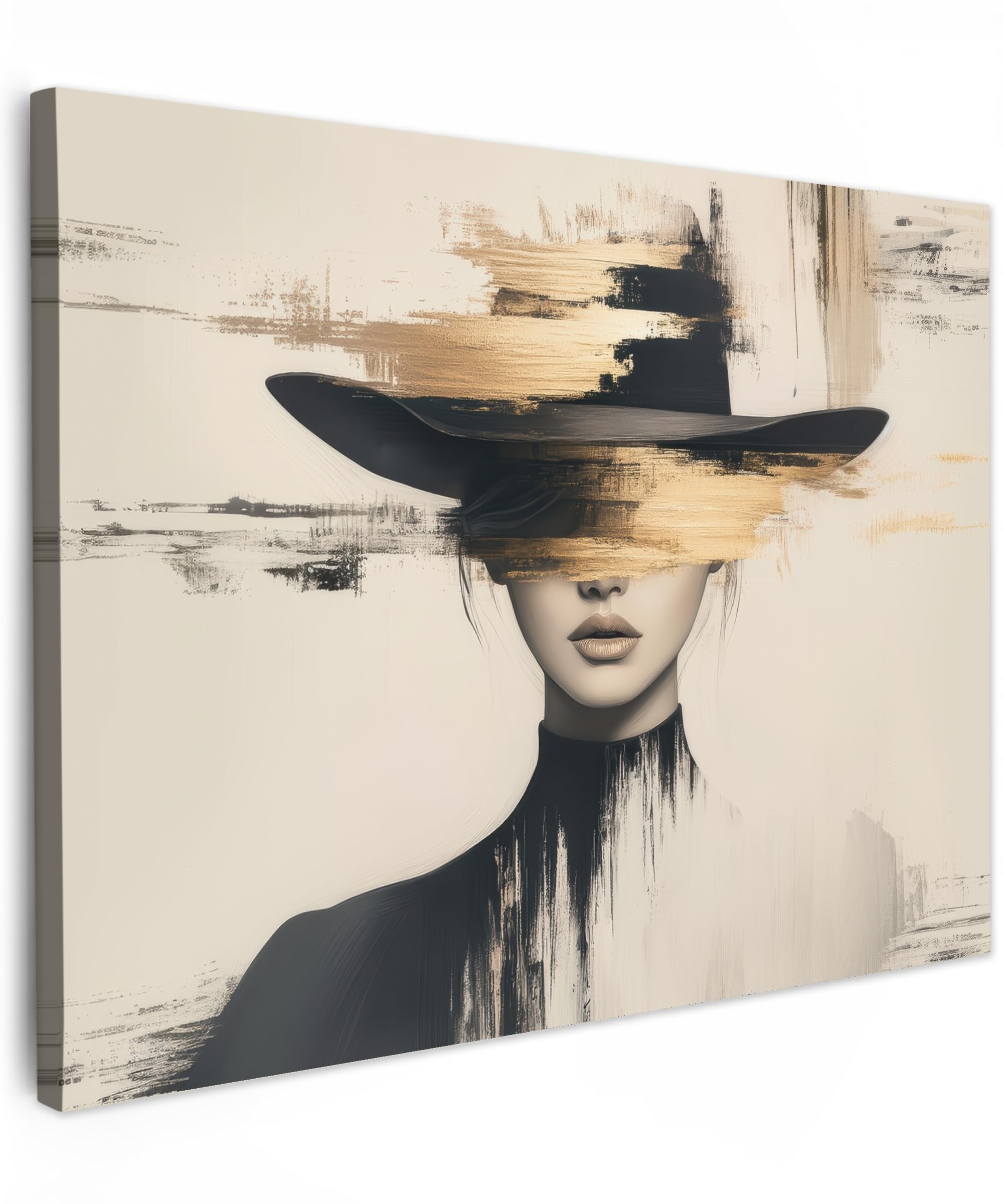 Muchowow Woman - Hat Muchowow© Canvas Wall Art 16"X12" / 40X30 Cm Decor Hanging Pictures For Living Room Canvus Artwork Deco Walls - Paint