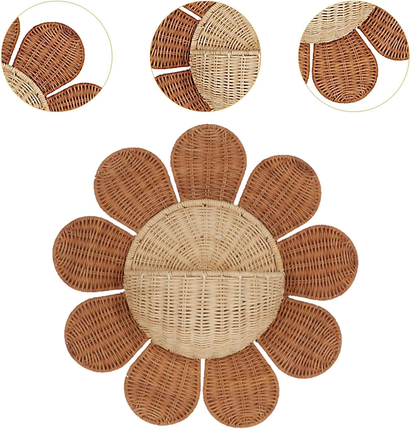 Boho Rattan Wall Mount Basket - Decorative Woven Storage Organizer, 15.75x5.91 Inches - for Keys, Kitchen, Nursery & Laundry Room