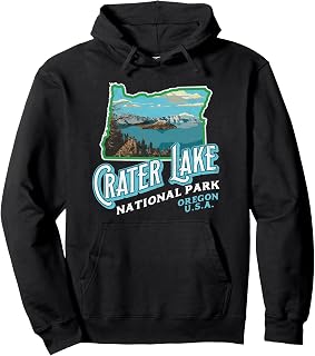 Crater Lake National Park - Vintage Oregon Retro Pullover Hoodie
