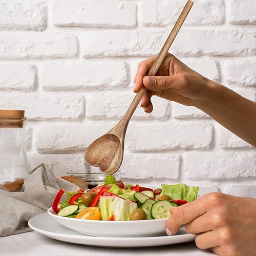 Miniatura 9 de UPKOCH Cuchara de madera en forma de corazón, cuchara de amor de mango largo para aperitivo, servir, mezclar, utensilio de cocina para embutidos,