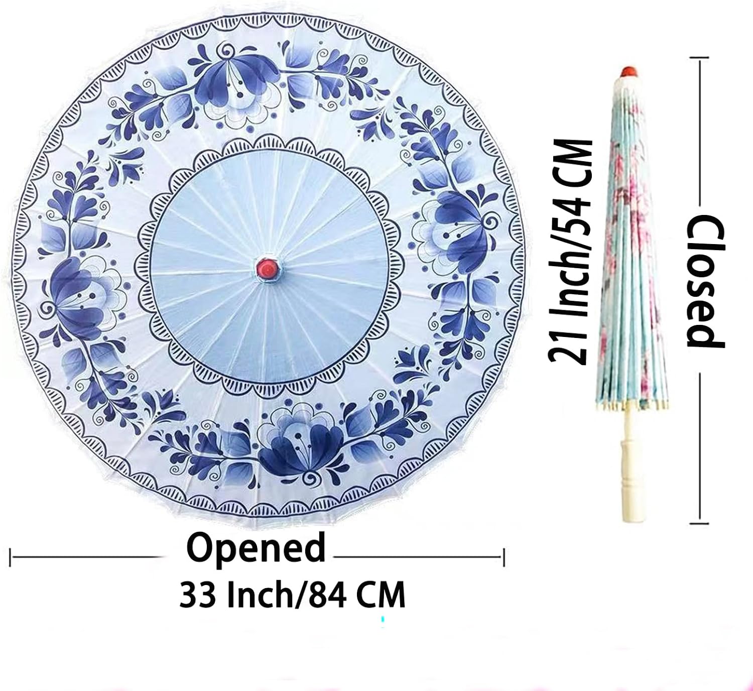 33" Handmade Oiled Parasol Bamboo Silk Umbrella Chinese Japanese Art Classical Dance Umbrella Plum Blossom for Wedding Parties Photography Costumes Cosplay Decoration and Other Events - Image 2