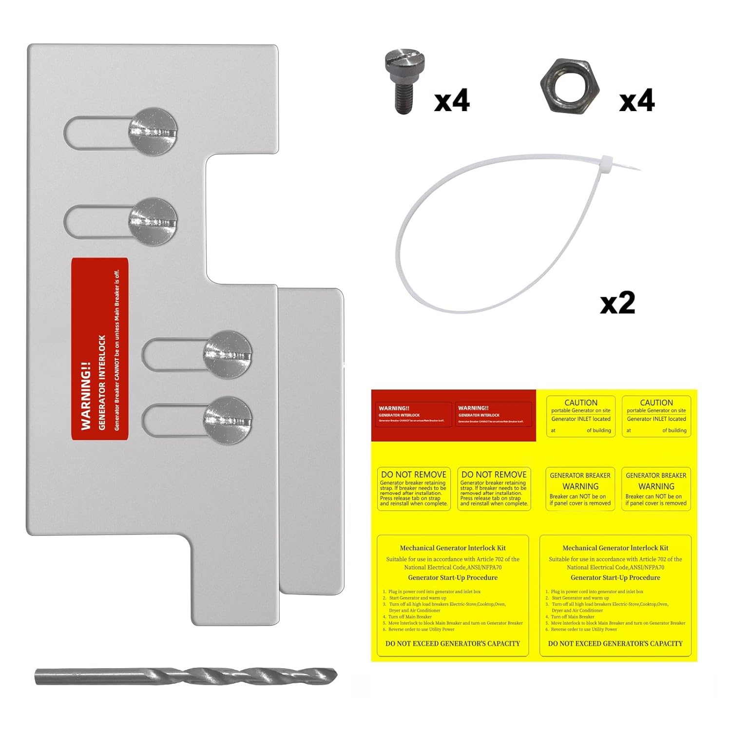 Generator Interlock Kit Compatible with Eaton or Cutler Hammer Vertical Throw CH Series 150 or 200 amp, 2 1/4" Spacing Between Main and Branch Breakers.Interlock Breaker Kit.(CH-5)