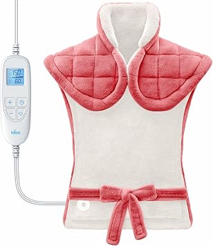 iDOO Heating Pad for Back Neck & Shoulders Pain Relief, FSA Eligible Items, Large Full Body Electric Heat Pad, 6 Heat Settings, Birthday Gifts for Women Men Seniors, Pink