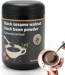 Black Sesame Powder,Walnut Black Bean Sesame Powder,Healthy Nutritious Grain Congee,Chinese Instant Breakfast Soup,Vegan,Drink after Brewing,16oz(453g)
