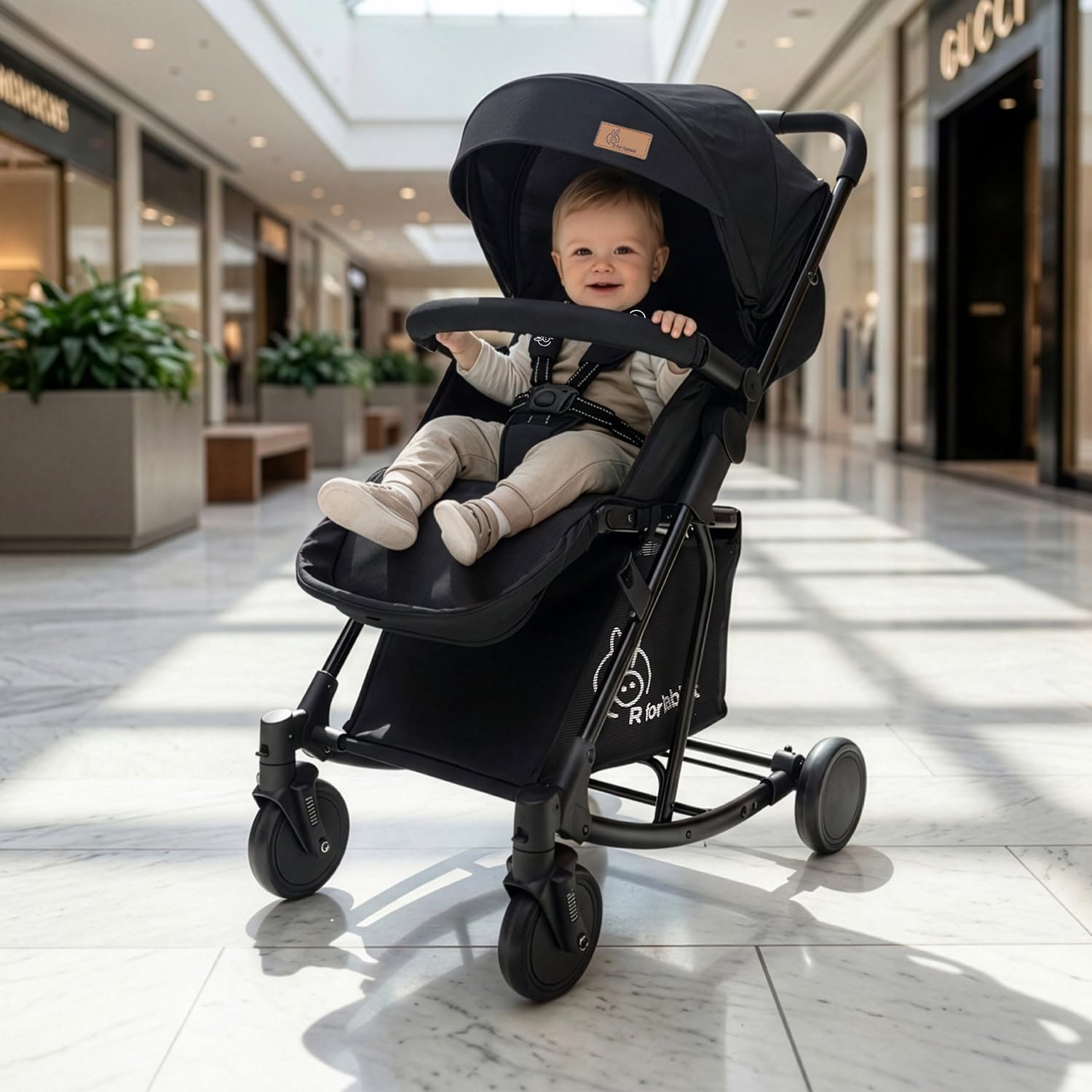 R for Rabbit Rock N Roll Stroller Compact Travel Friendly Pram for Baby, Stroller Turn Rocker for Baby, Kids Pram and Strollers, Prams for Boys and Girls of 0 to 3 Years (Black)-picture-14