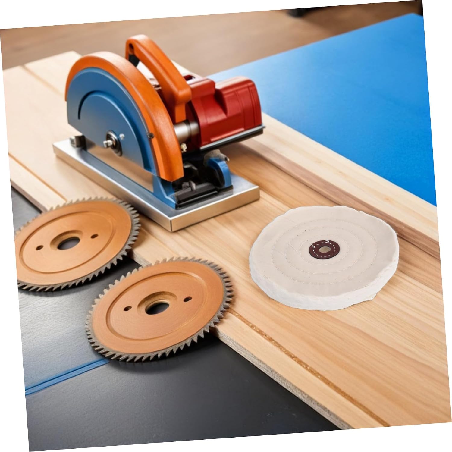 2pcs Cotton Polishing Wheel for Grinder, Buffing Pads with 16mm Hole Diameter, Beige Cotton Buffing Disc for Wood and Stone Finishing, Sturdy and Efficient for Woodworking