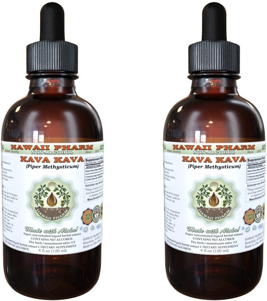 Kava Kava Alcohol-Free Liquid Extract, Kava Kava (Piper Methysticum) Dried Root Glycerite Hawaii Pharm Natural Herbal Supplement 2 oz : Health & Household