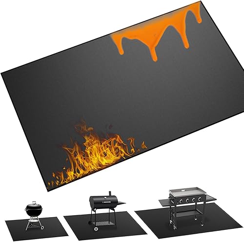 Tapetes grandes para debajo de la parrilla de 65 x 40 pulgadas, resistentes al fuego, de doble cara, impermeables, a prueba de aceite y protector de