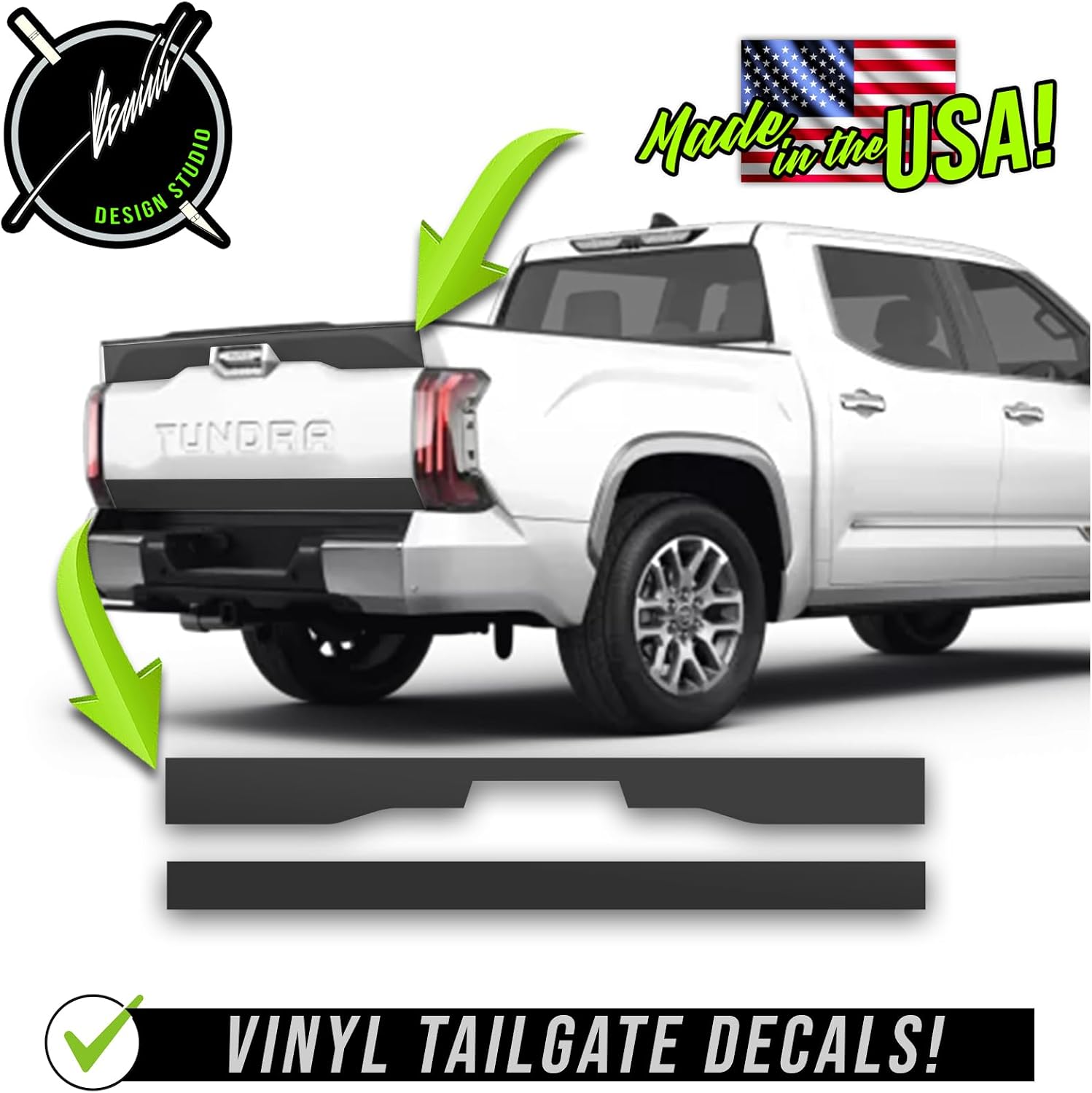 Tailgate Blackout Racing Stripes Decal Vinyl Sticker Kit Compatible with Toyota Tundra 2022 2023 2024 2025 (Matte Black)