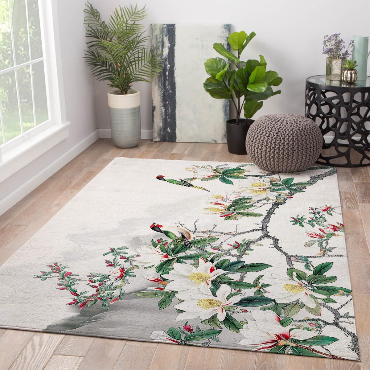 Tapis antiderapant lavable pour eviter les glissades avec style floral