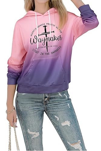 Women Waymaker Sweatshirt Miracle Worker Promise Keeper Hoodie Christian Faith