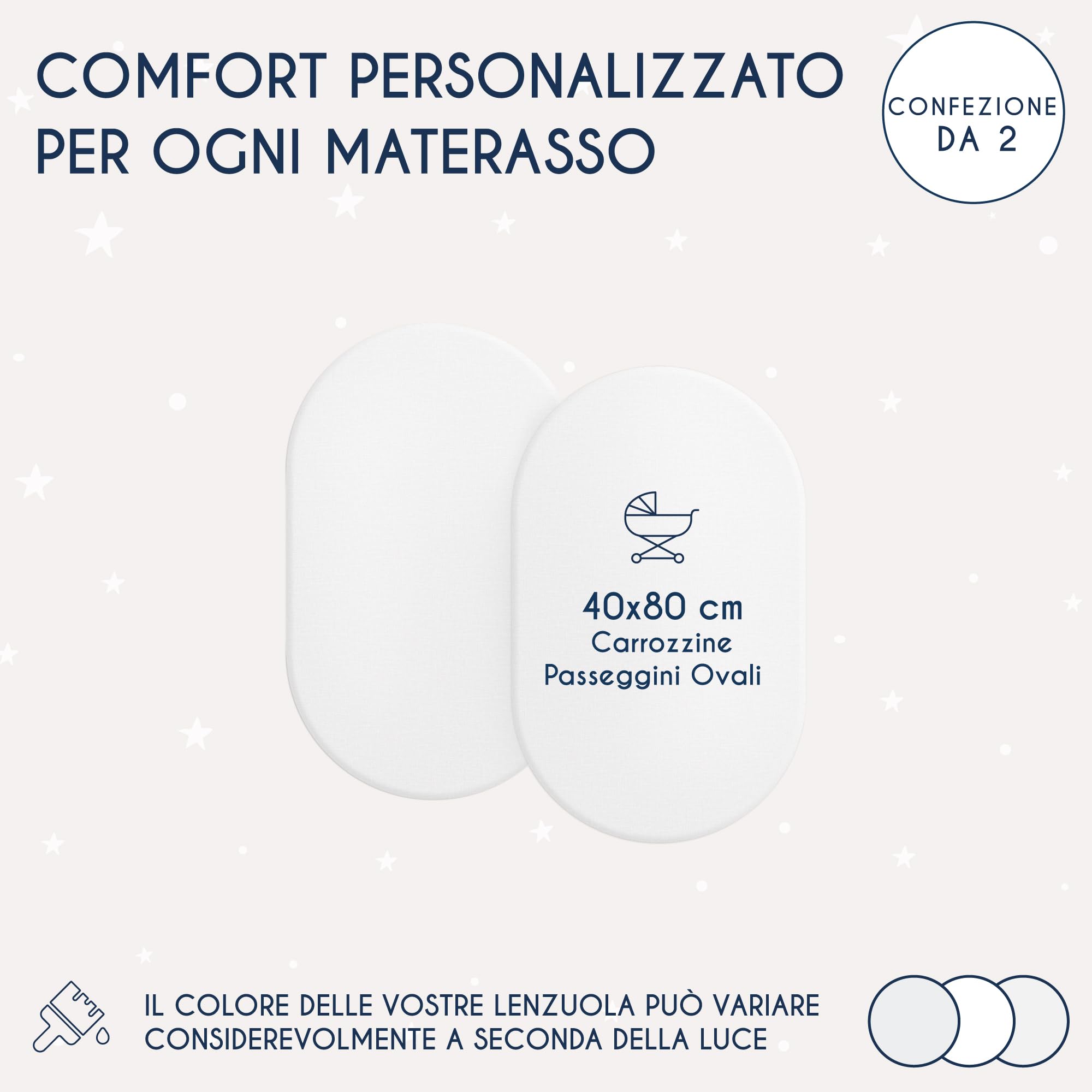 Dreamzie - Set 2 Lenzuolo con Angoli Cotone Bambini - 40x80 - Oeko Tex certificato - Bianco - Lenzuolo con Angoli 40x80