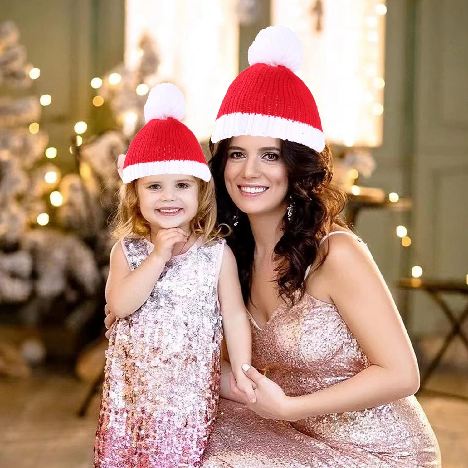 Miniatura 7 de NIUEFH Sombrero de Papá Noel de punto de Navidad para bebés y niños gorro de punto de ganchillo para Navidad fiesta de Año Nuevo