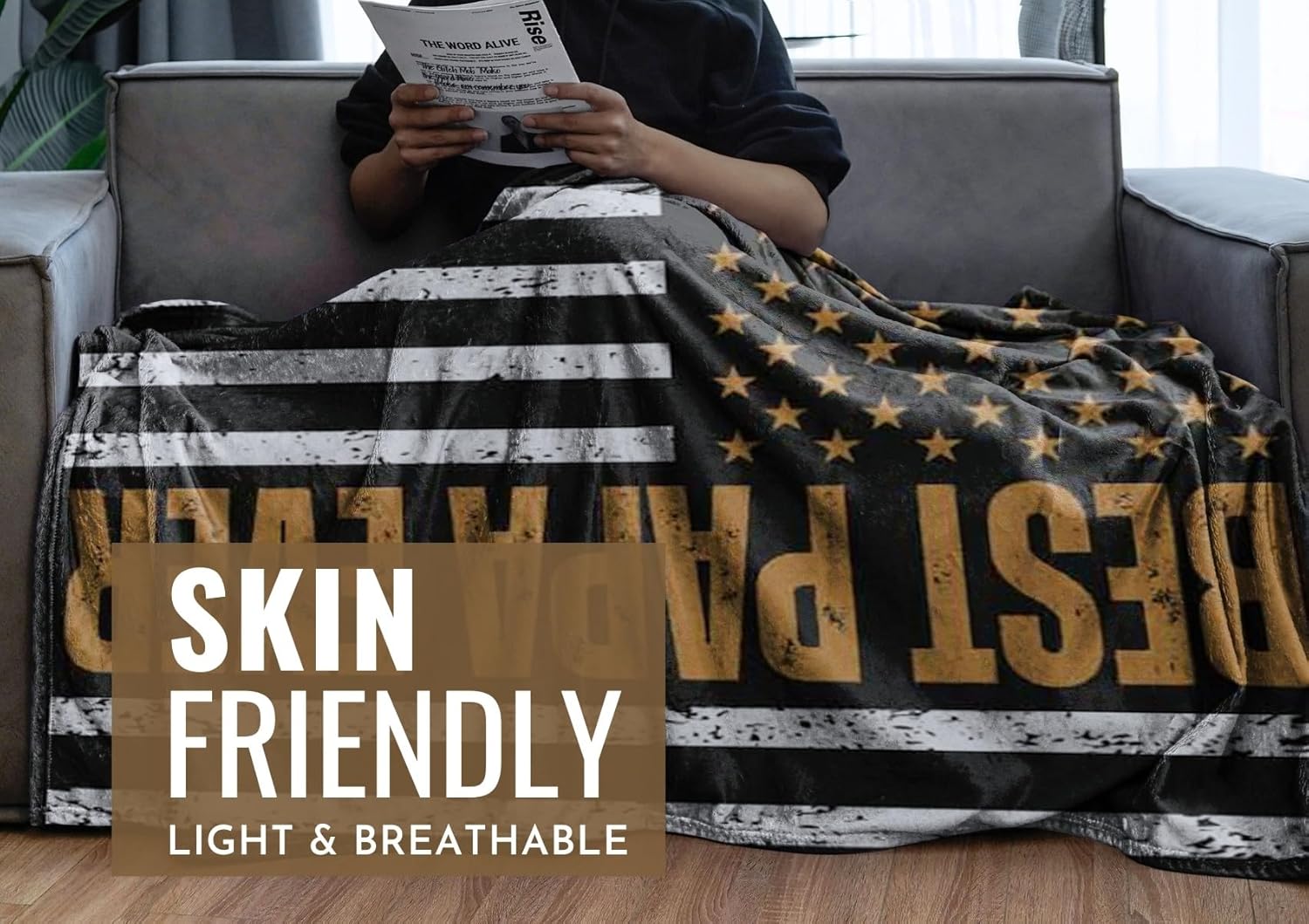 Papa Gifts from Grandkids, Grandchildren, Gifts for Grandpa, Throw Blanket for Grandfather, Presents from Granddaughters Grandsons for Father's Day, Birthday, Christmas - USA FLAG (50 x 65 inches) - Image 4