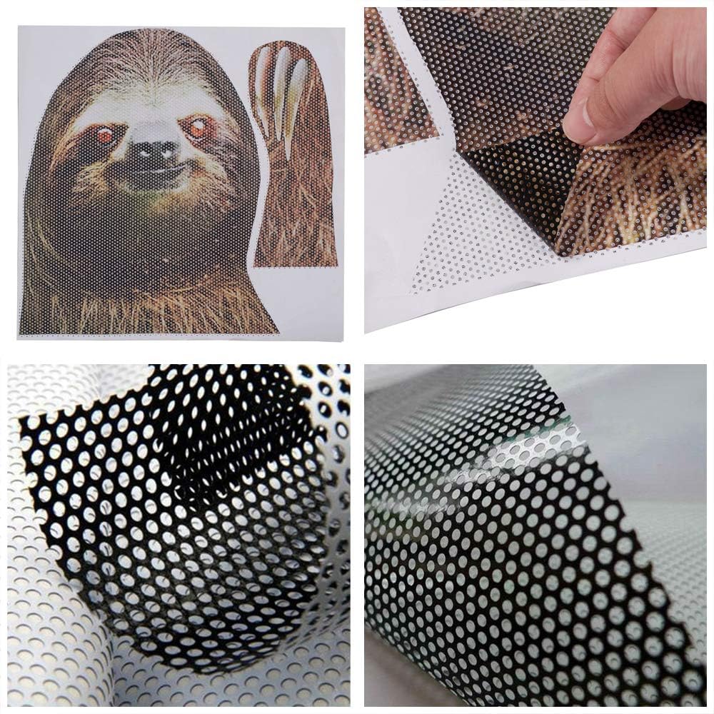 Sloth Car Side Window Decal Vinyl Sticker Perforated Funny Car Window Decal Left and Right Side Window Cling, 12.99'' x 11.42''