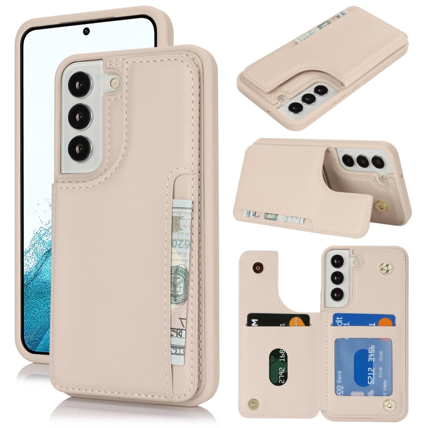 iCoverCase Compatible with Samsung Galaxy S22 Case with Card Holder, S22 Wallet Case for Women Men [RFID Blocking] PU Leather Protective Phone Case