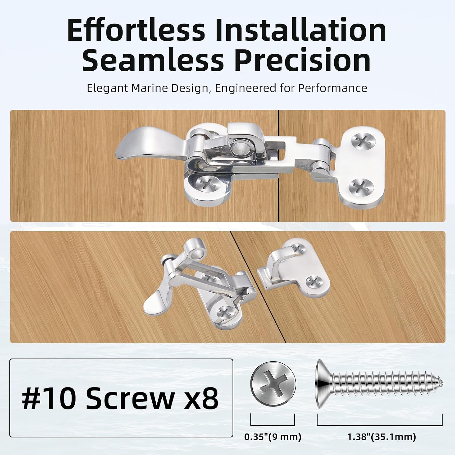 Marine Grade 316 Stainless Steel Heavy Duty Boat Hatch Latch - Anti-Rattle Lockable Toggle Hold Down Clamp, Pontoon Gate & Trailer Hatch Hardware, 2 Pack