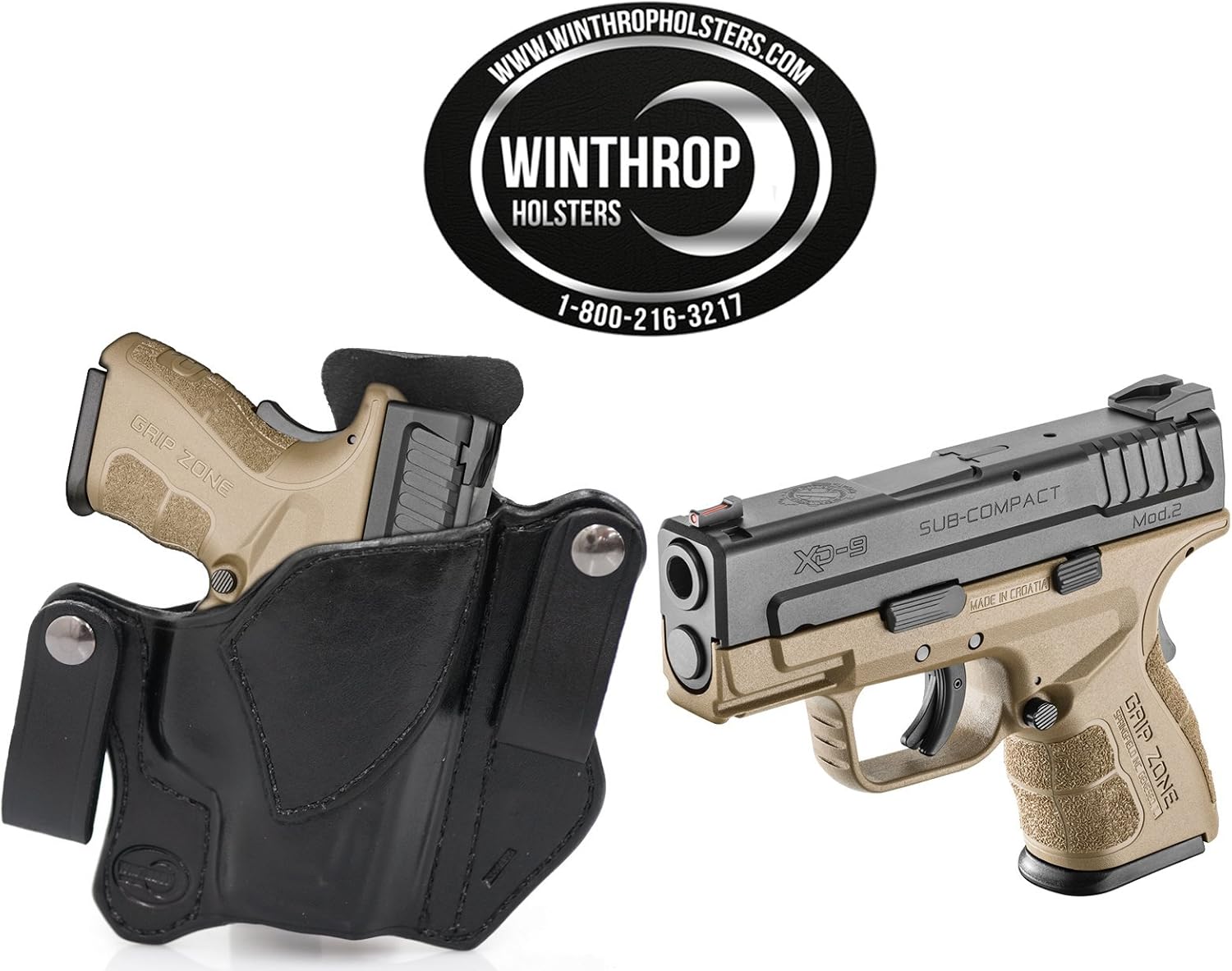 Winthrop Holsters IWB Covert Dual Snap Black Leather Holster