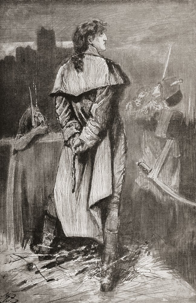 Sydney Carton on the Scaffold. È un padre, padre cosa migliore che faccio che io abbia mai fatto: è un padre, padre ha viaggiato meglio che io abbia mai conosciuto. Illustrazione di Harry Furniss per