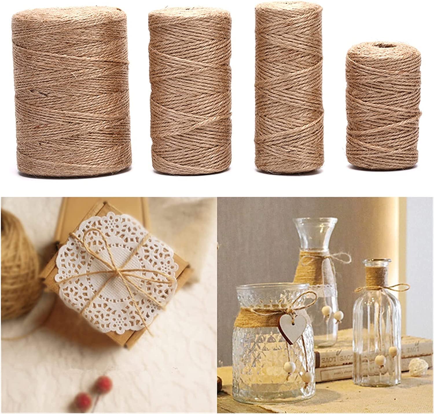 Naturalny sznurek jutowy, 50/80Meters DIY Jute Hemp Wedding Party Decoration