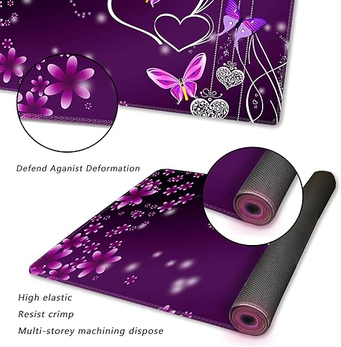 Vista 30 de ARTSO Alfombrilla de escritorio grande negra, alfombrilla de mouse para juegos XXL, alfombrilla de escritorio antideslizante con base de goma, Flor