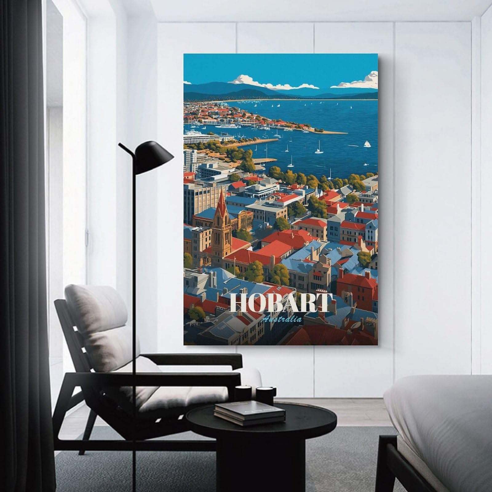 Junmoney Hobart, Australia Cityscape Decorative Canvas Print, 24x36inch(60x90cm), for Hallway, Bedroom Or Modern Interiors, Gift Idea for Housewarming And Birthdays