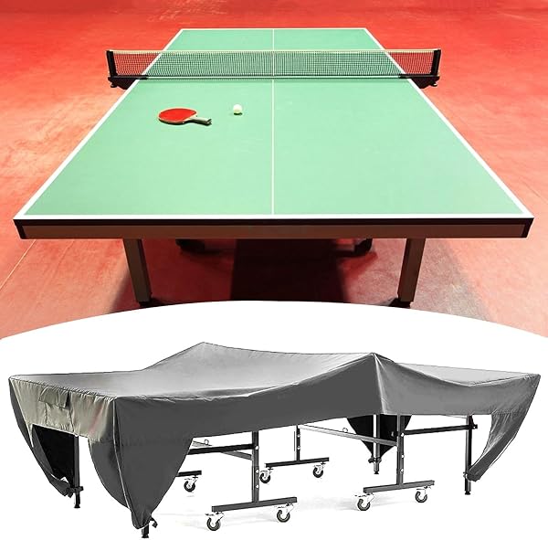 GAESHOW Funda para Mesa de Ping Pong, Impermeable Ajustable Resistente a la Intemperie Funda Protectora para Mesa de Ping Pong de Mesa para Exteriores 280x153x73cm - 1