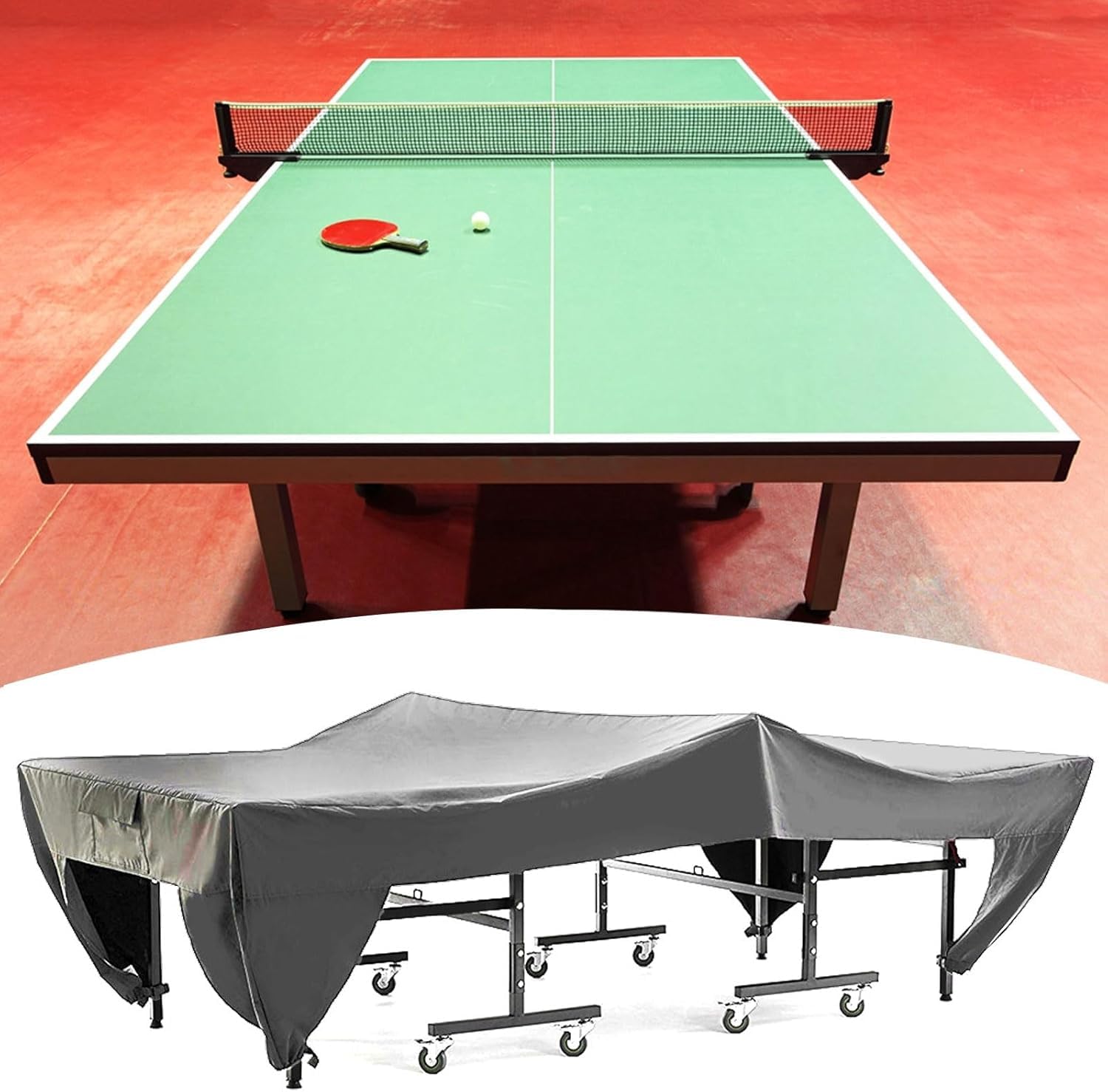 GAESHOW Funda para Mesa de Ping Pong, Impermeable Ajustable Resistente a la Intemperie Funda Protectora para Mesa de Ping Pong de Mesa para Exteriores 280x153x73cm