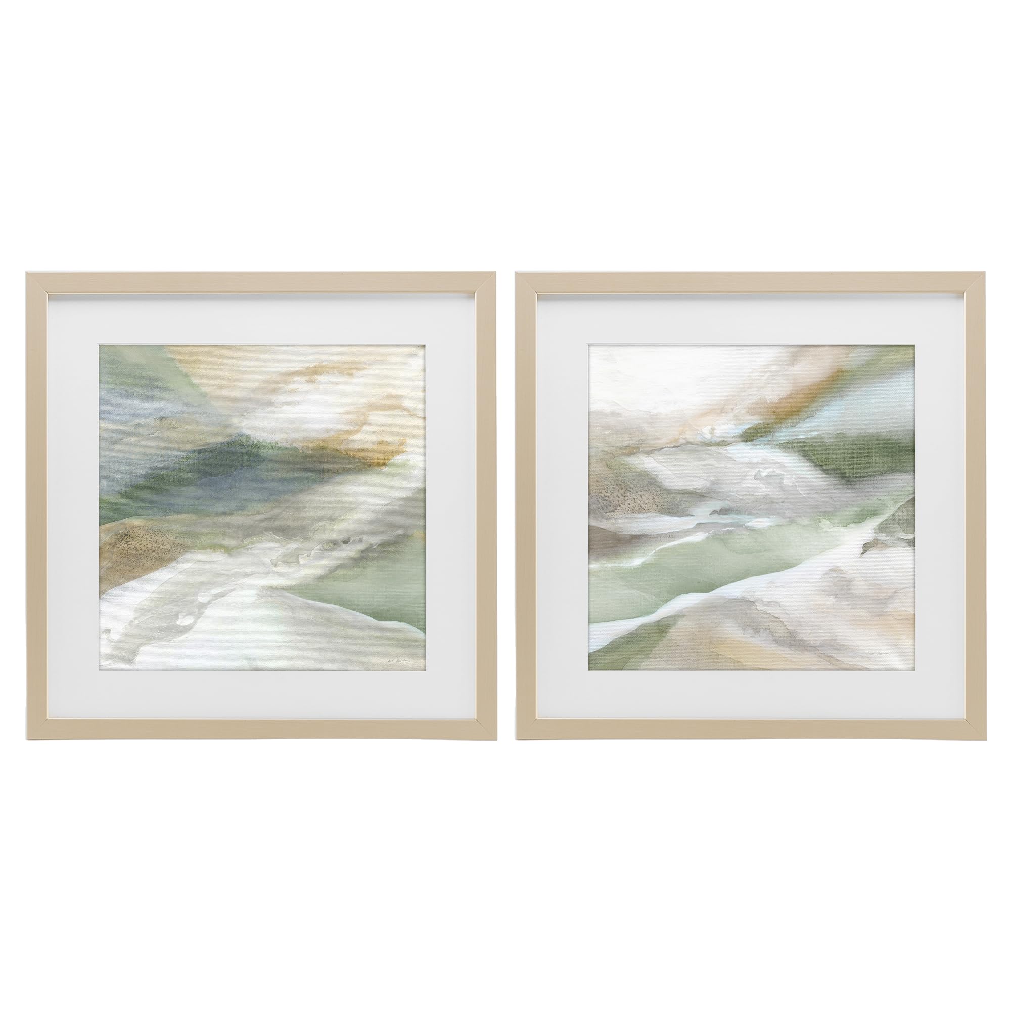 Stupell Industries 'Serene Misty Valley Abstraction', 2pc Framed Print Under Glass Set, Brown, 16 x 16 Inches, Easy to Hang and Sturdy, Made in USA, by Carol Robinson