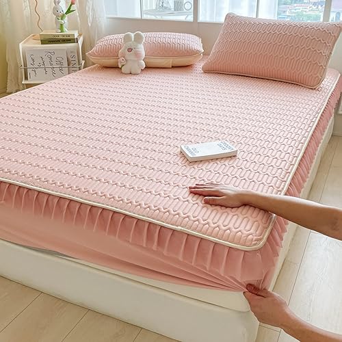 Sábana bajera ajustable de fácil cuidado, sábana bajera de látex de seda de hielo fresco de verano, color liso, funda de colchón antideslizante para