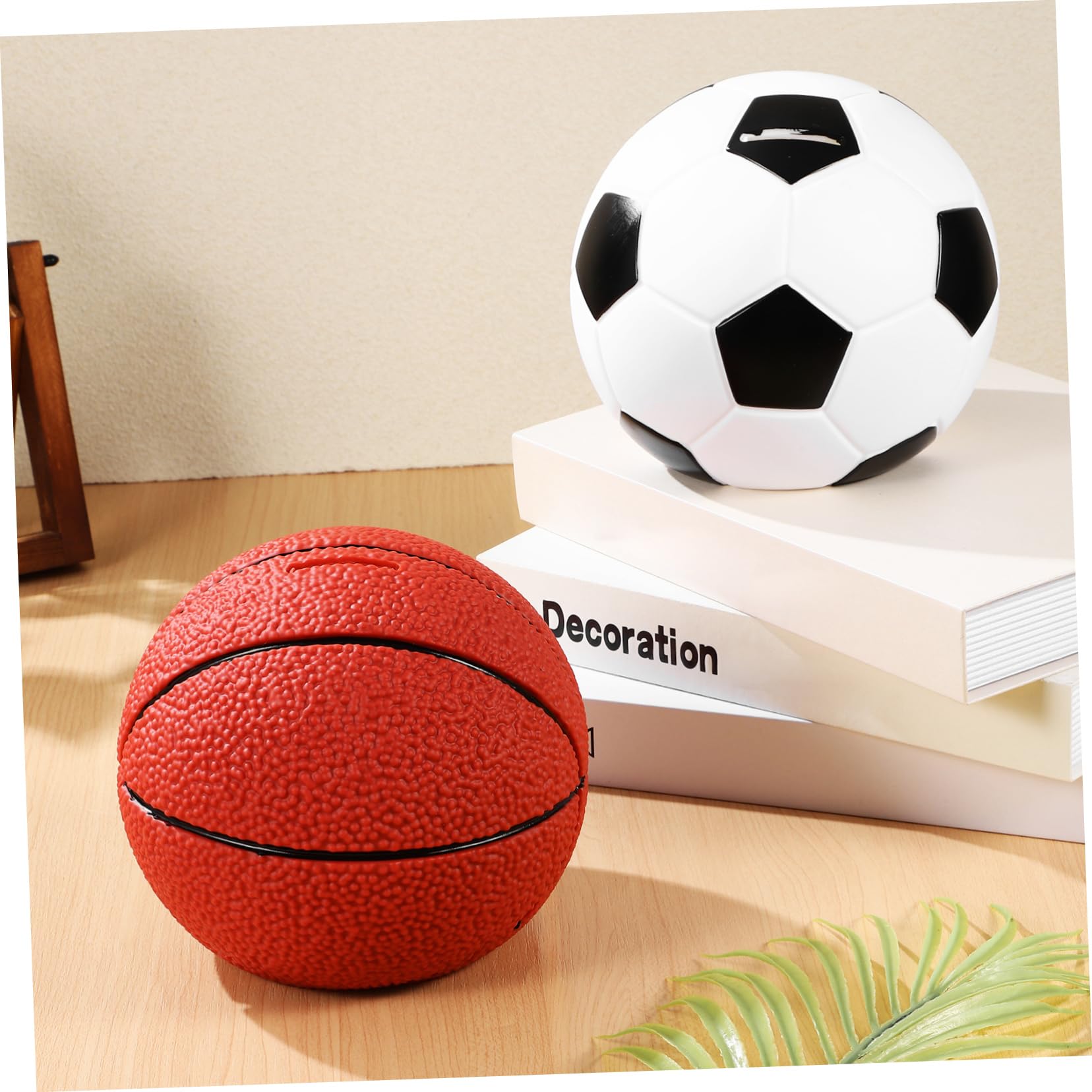 Gatuida 2pezzi Salvadanaio Ragazzo Ragazza Set Palloni Basket e Calcio Decorativi Contenitore Risparmio Monete Portatile Per Ragazzi e Ragazze Regalo Compleanno Originale Tema Sport