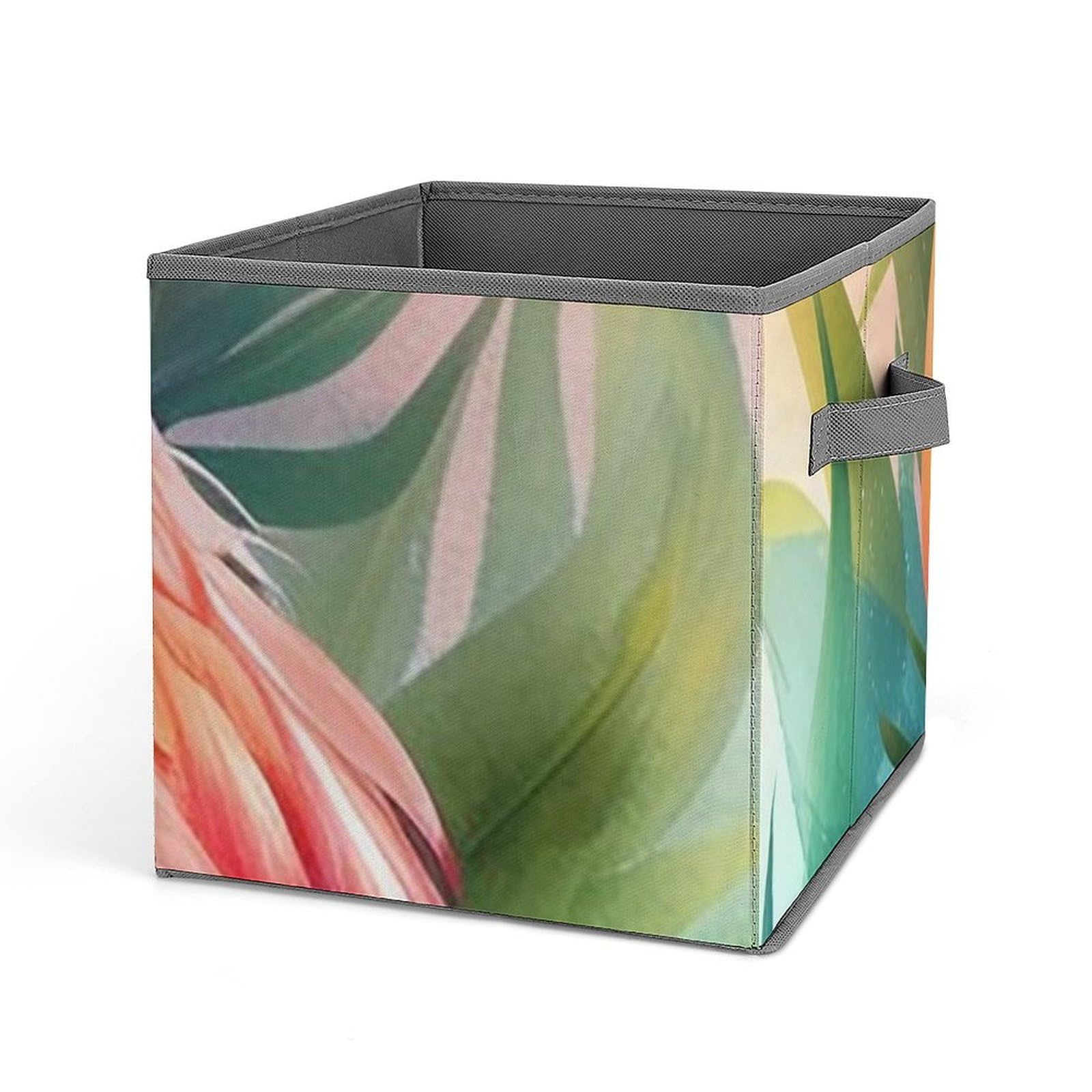 BTCOWZRV Tropical Flamingo Cube Storage Bins - 11 Inch Heavy Duty Fabric Closet Bins for Shelves, Cube Organizer - Collapsible Storage Boxes with Handle Decorative Clothing Storage Baskets