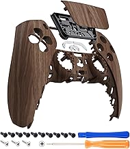 eXtremeRate Wood Grain Soft Touch Touchpad Front Housing Shell Compatible with ps5 Controller BDM-010 BDM-020 BDM-030, DIY Replacement Shell Custom Touch Pad Cover Compatible with ps5 Controller