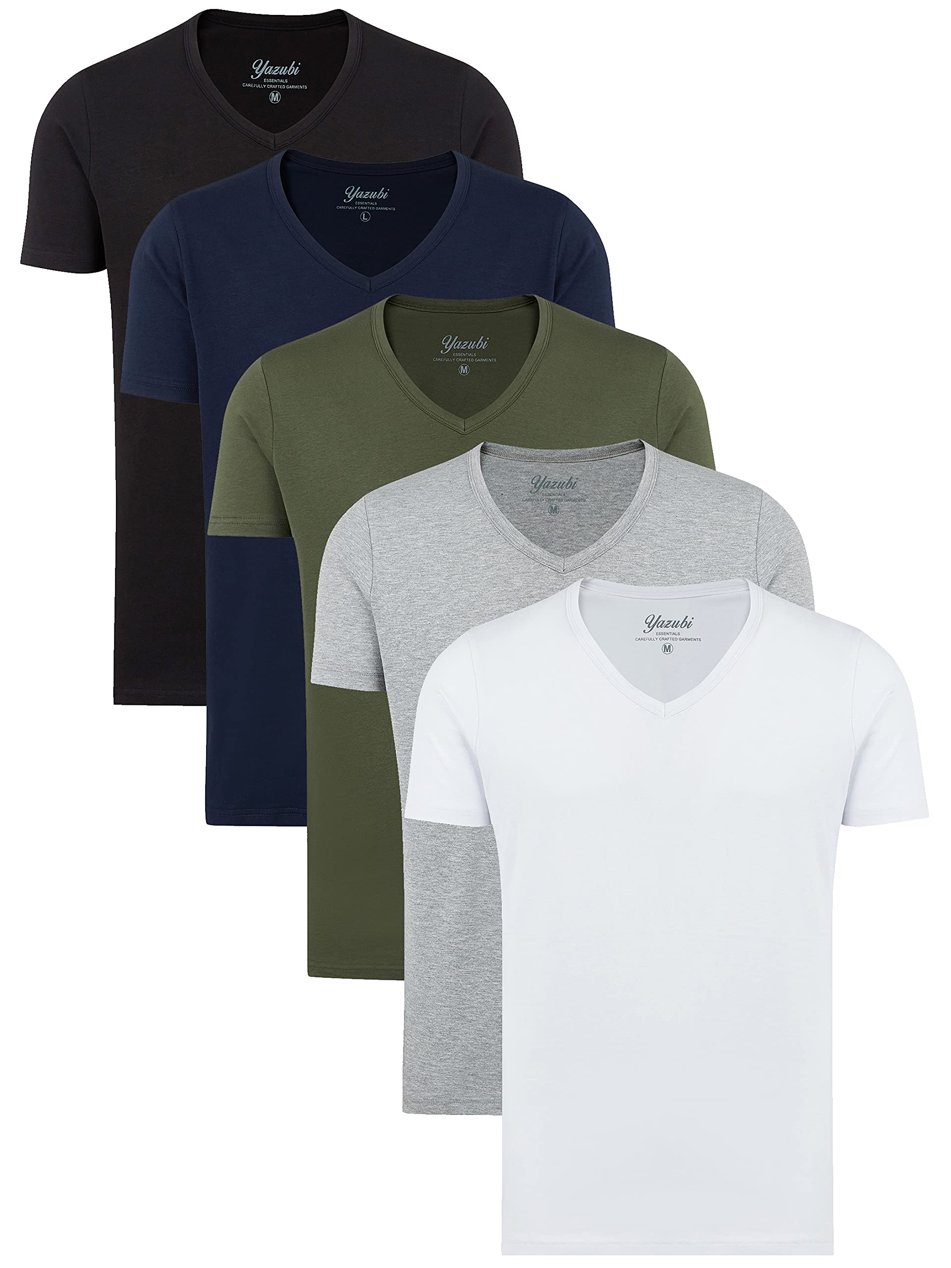 Yazubi Mythic - Herren T-Shirt mit V-Ausschnitt im 5er Pack