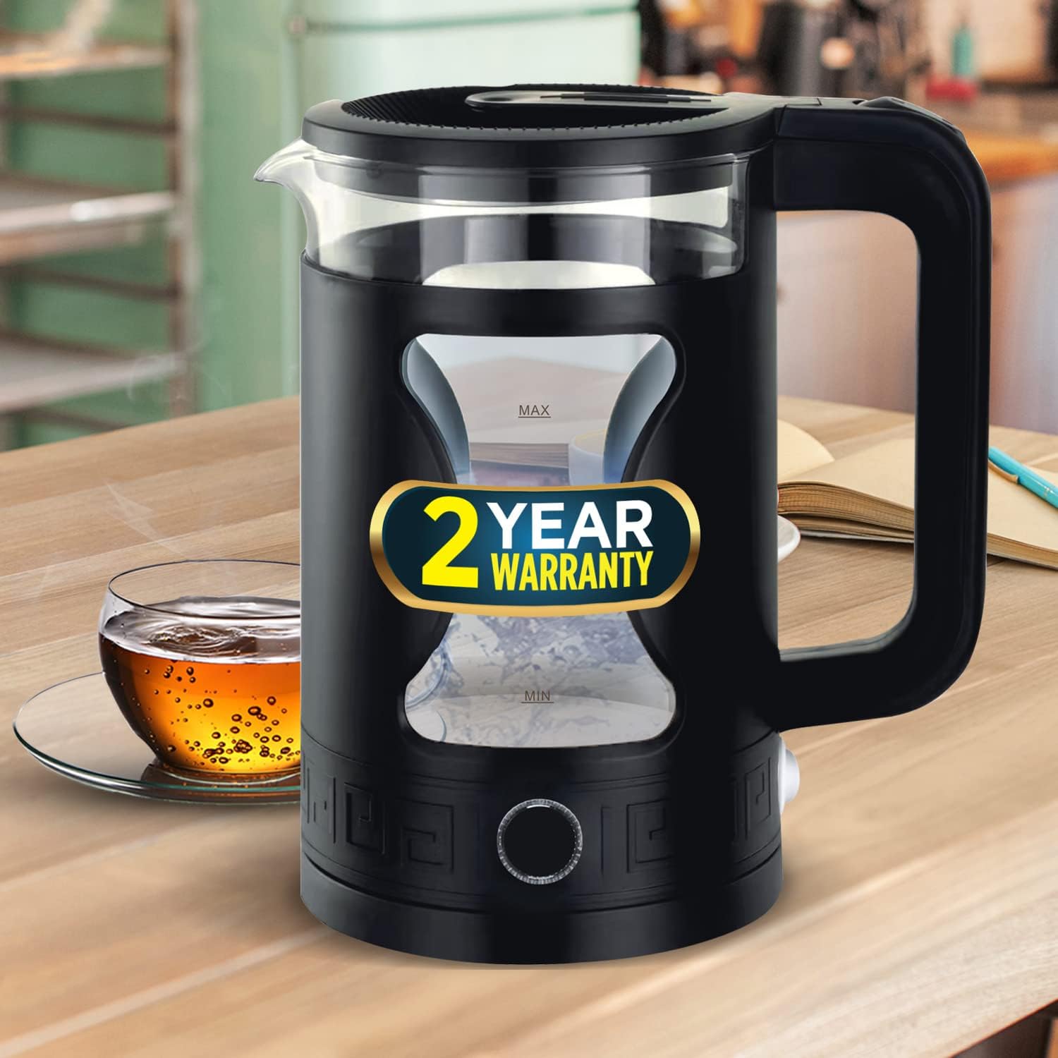iBELL GEKB17M BLACK Glass Electric Kettle, Glass Kettle, 1500 W, 1.7 Litres, with LED Light, Tempered Glass, Auto Cut Off Function, 360 Degree Rotating Base, Black