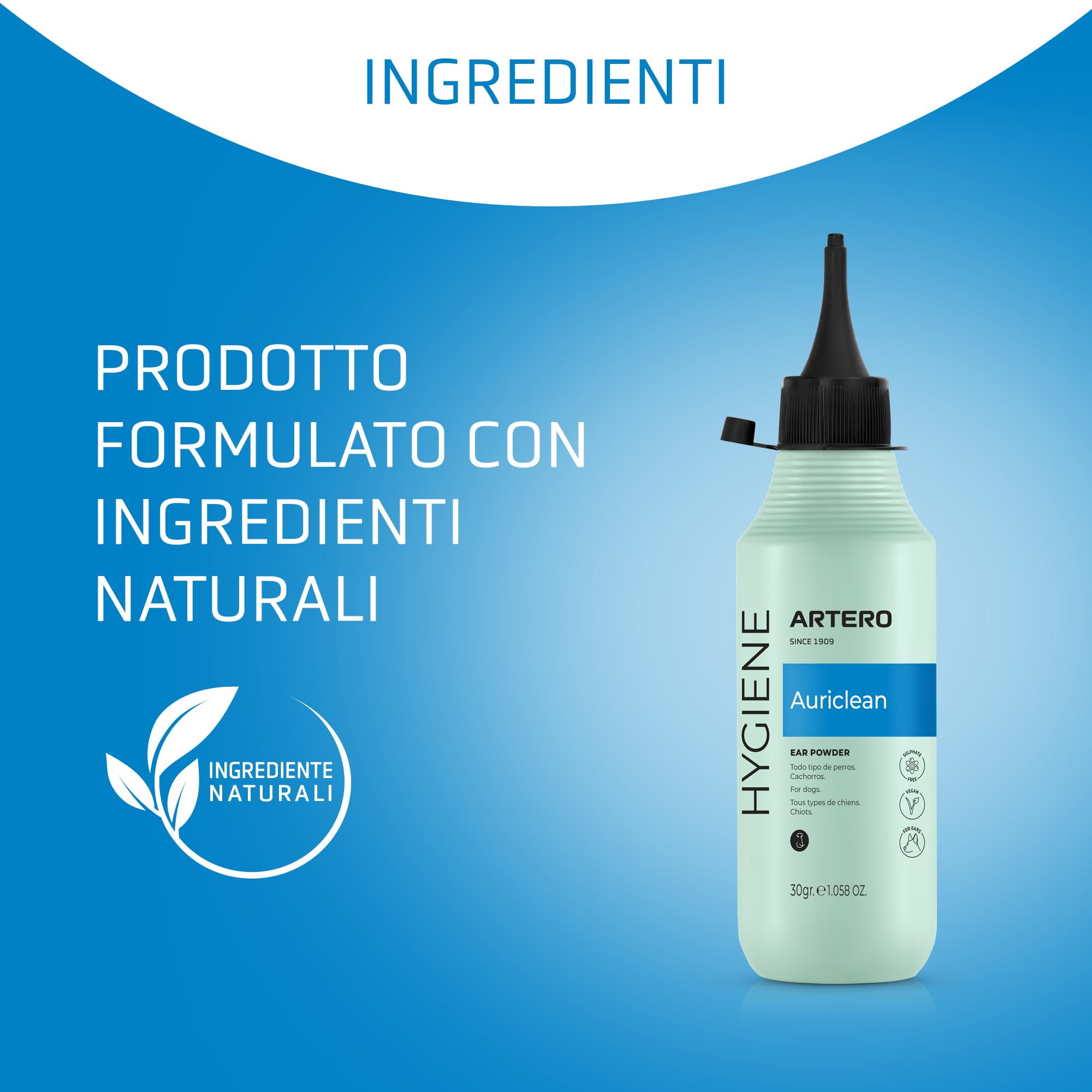 Artero Auriclean Polvere Antisettica per Depilazione Orecchie Cani, Elimina Odori, Facile Applicazione, 30g