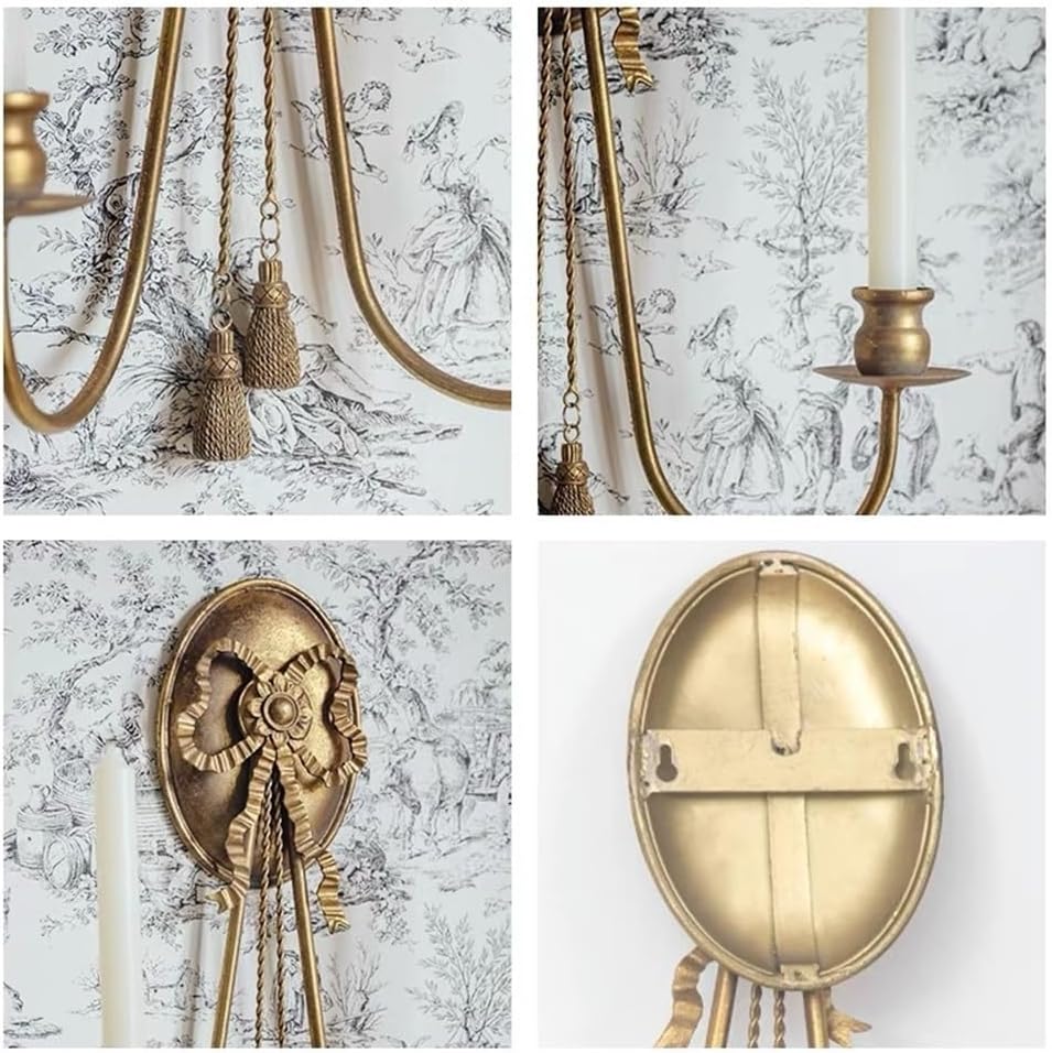 Candleholders Home Wall Candle Holder Set of 2 Vintage Gold Candlestick for Living Room, Bathroom, Dining