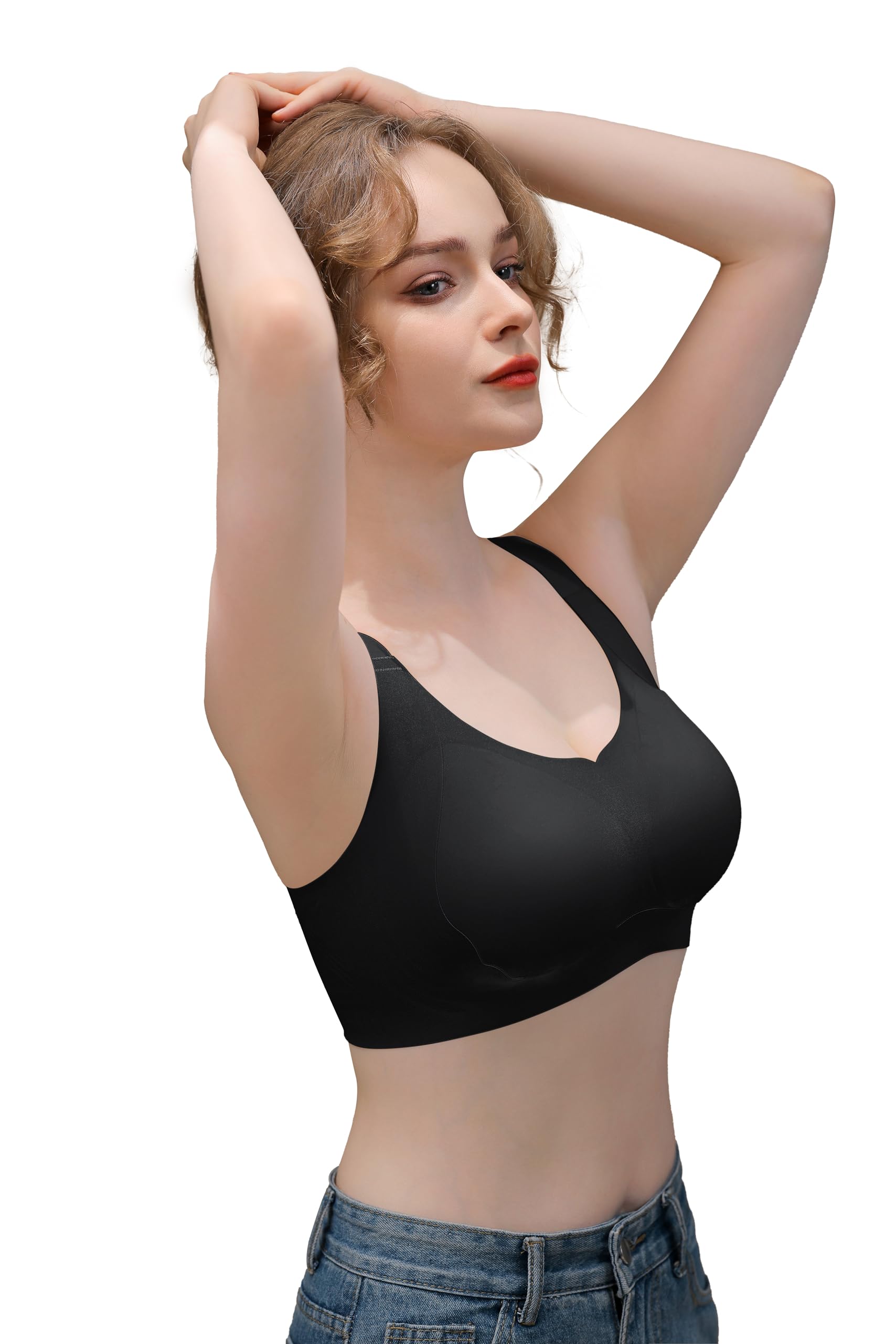 Wireless Bra for Women - Seamless Comfort Bra with Lift Support | Yoga, Lounge & Sleep | Plus Size 3X-5X (36C-44DD)