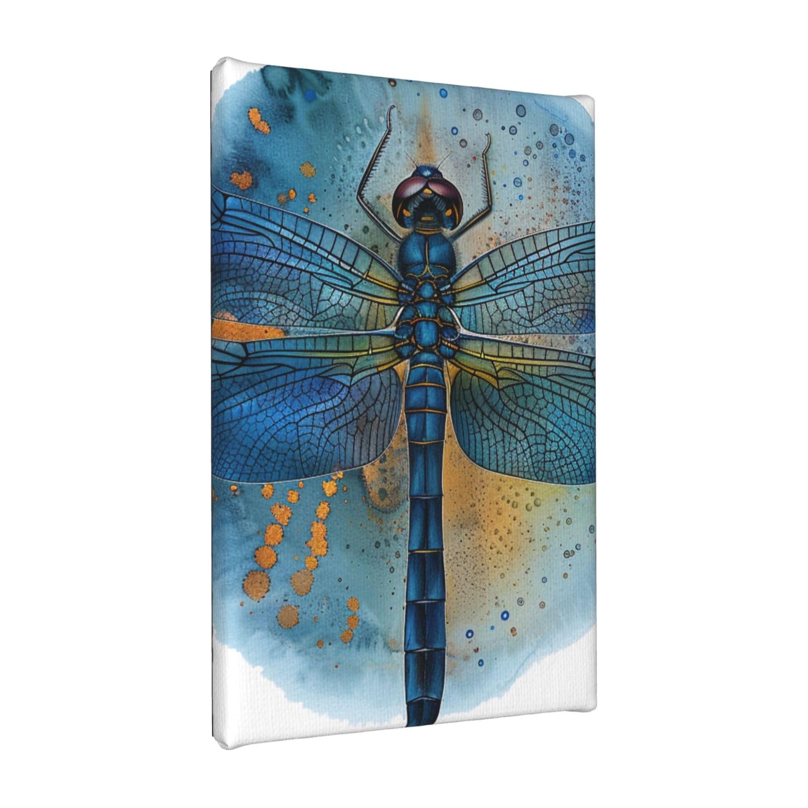 YKLJG Dragonfly Print Printed Wall Art Canvas Painting 20x30 CM Wooden Framed Picture Painting Artwork Prints for Bedroom Kitchen Home Office Decor
