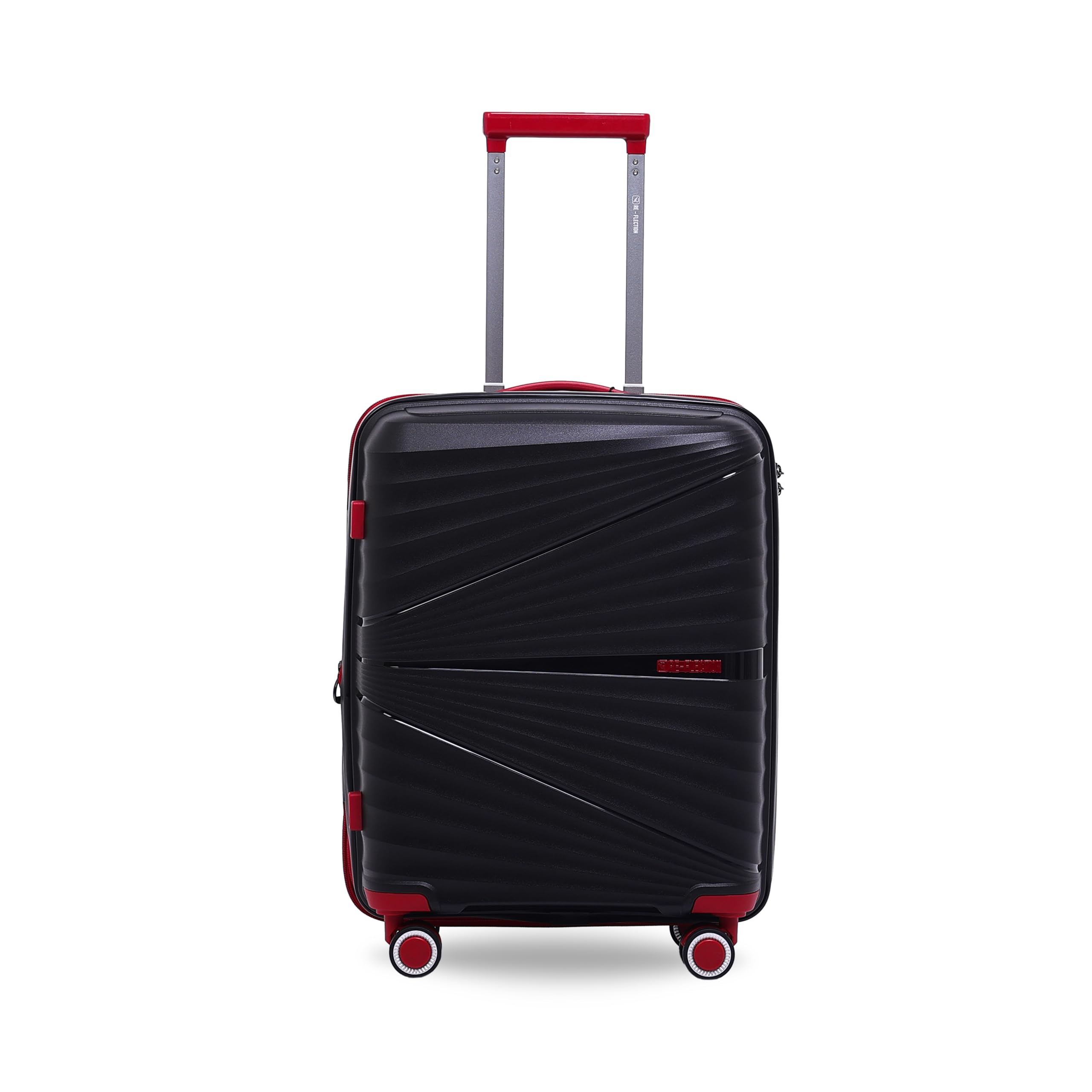 RE-FLECTION Created by NatureReflection Classy PP Suitcase, Durable, Lightweight Hardshell, Telescopic Handle, Vertical Series Travel Luggage Trolley with 4 Quiet 360° Wheels and TSA Lock (Black, 20-Inch Carry-On)