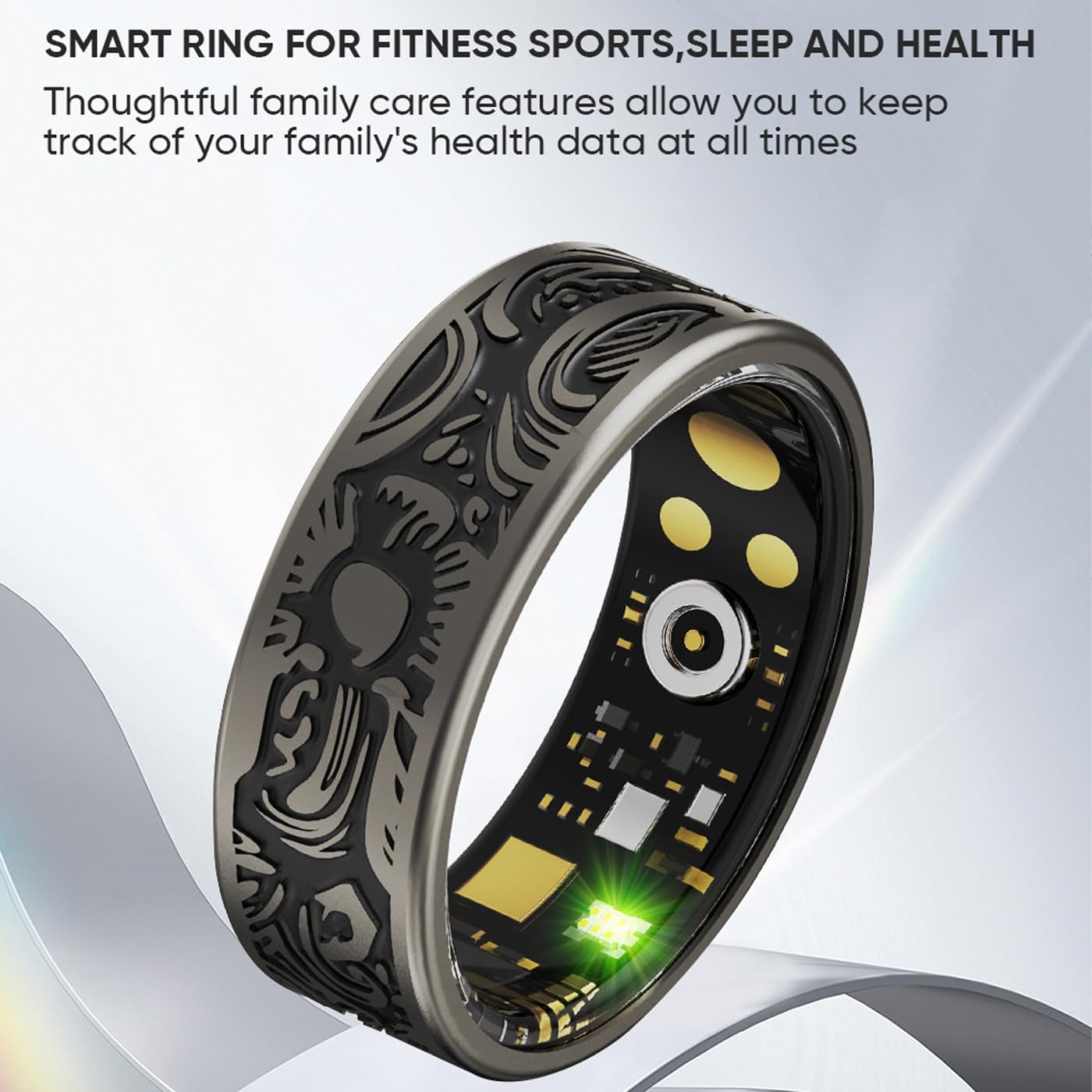 Smart Ring Uomo Donna, Anello Fitness Tracker con App, Scatola di Ricarica, monitoraggio del Sonno, Tracker per Tempo Sportivo, Distanza, Calorie, Impermeabile, Anelli Fitness per d 13