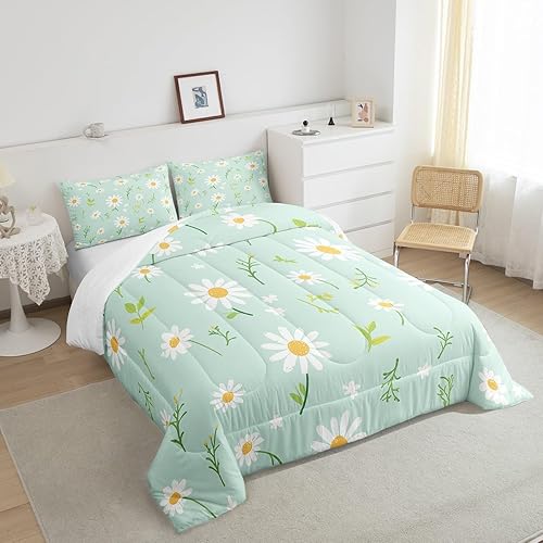 Miniatura 6 de Manfei Juego de edredón de flores tamaño Queen, juego de ropa de cama con estampado floral botánico de 3 piezas para decoración de habitación de