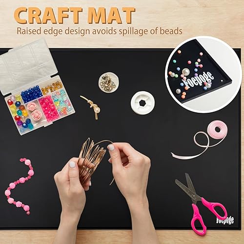 Miniatura 5 de Alfombrilla de silicona para manualidades con labio extra grande de 31.5 x 23.6 pulgadas para cuentas y fabricación de joyas, pulseras de cuentas de