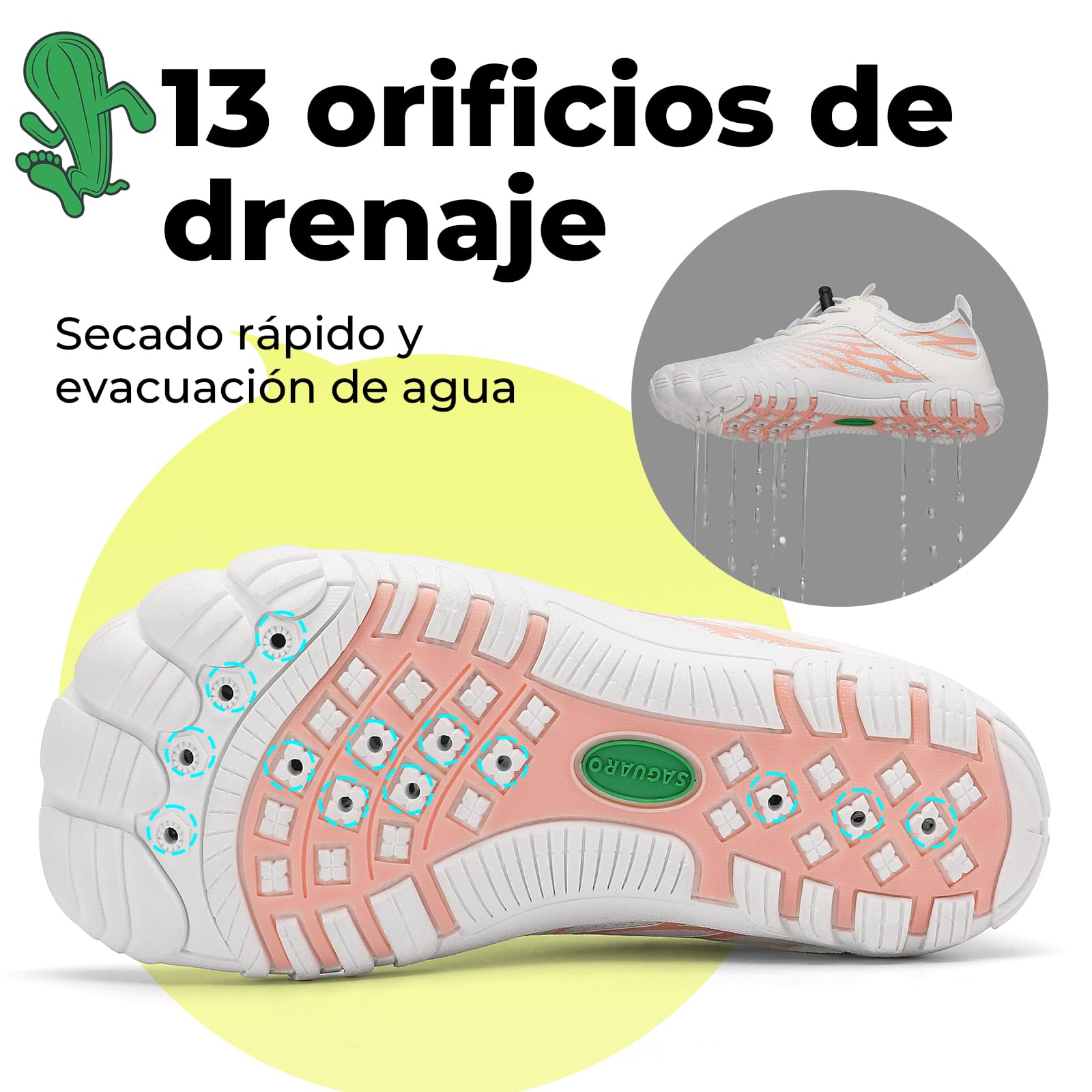 SAGUARO Zapatos descalzos para niños, de secado rápido, transpirables, con puntera ancha, talla 25-35 — view 3