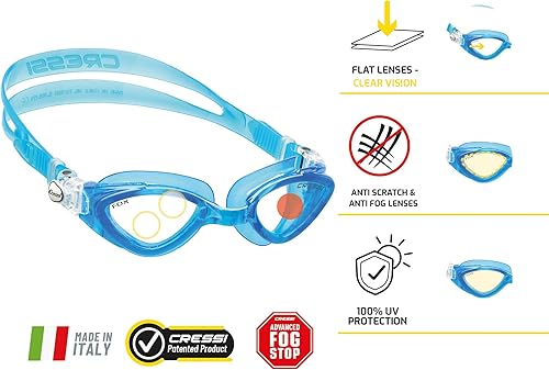 Miniatura 4 de Cressi Gafas de natación para adultos con lentes planas para visión natural - Silicona suave - Zorro Hecho en Italia
