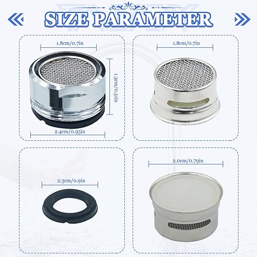 Miniatura 6 de Grifo de baño de repuesto para grifo de baño, 8 piezas, filtro de grifo para fregadero de baño de 1516 pulgadas, hilo masculino, aireador, filtro